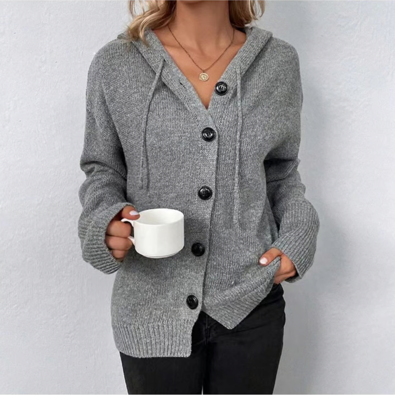 Clara | Dame Strikket Cardigan med Knapper