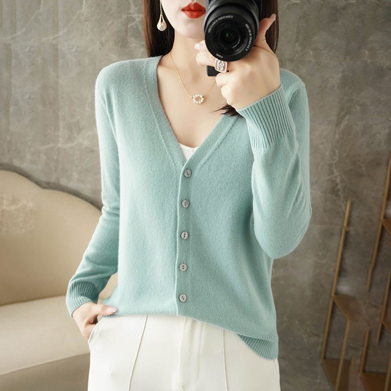 Esther | Dame Casual V-hals Strikket Cardigan