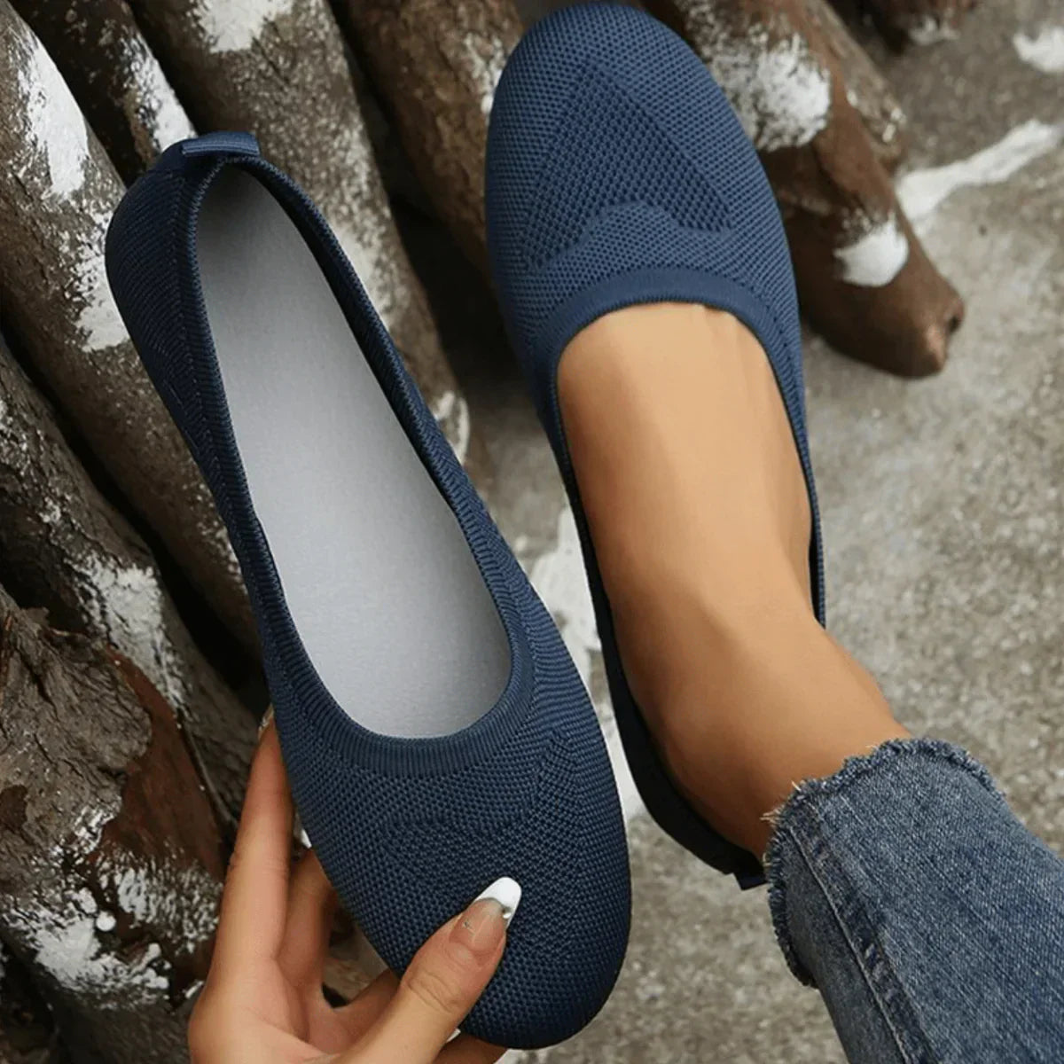 Åndbare strikkede sko med let pasform